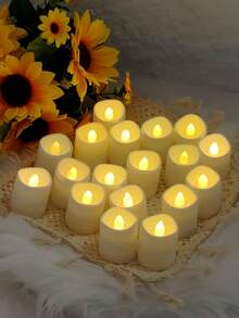 12 Pcs Flameless LED Wishing Candles, 200+ Hours Flickering Electric Tea Lights, LED Tea Lights With Timer Flicker, Miniature Flameless Candle Tea Lights, Warm White Battery Powered Tea Lights For Wedding, Anniversary, Engagement, Romantic Decor, Christmas Party, Halloween Decor, Home Indoor Decoration - 暖白光 - 查看 7