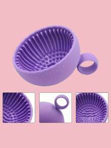 化妆刷清洁剂 - 优质硅胶刷子和防滑碗 - 轻松深度清洁所有面部刷子 - 多功能，美容刷毛清洁碗，硅胶化妆刷擦洗垫，清洁盒，便携式清洁器 - 彩色 - 查看 6