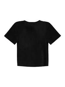 夏季新款简约短袖T恤修身休闲圆领上衣韩版日系风 - 黑色 - 查看 8