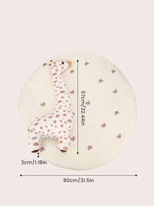 1pc Infant Round Crawling Mat, Washable, With Elegant Embroidery, Children's Playroom Carpet