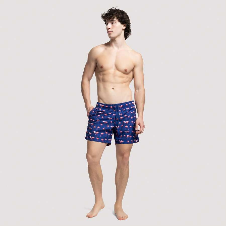 Apres Life Flamingos Navy Swimshorts