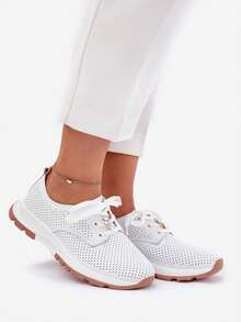 Women's Breathable Casual Solid Color Walking Sneakers - White - View 8