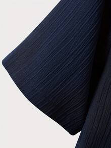 Summer Men's Zipper Solid Color Lapel Short Sleeve T-Shirt Shorts Casual Set - 黑色 - 查看 4