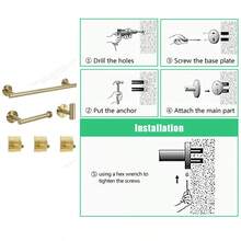 MiLaiWP Bộ phụ kiện phòng tắm bằng thép không gỉ bao gồm thanh treo khăn, giá treo giấy vệ sinh, móc treo tường, móc treo áo choàng, móc treo áo khoác cho bộ phụ kiện phòng tắm 6/3 chiếc - Vàng - Xem 5