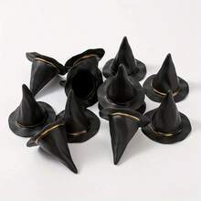 10pcs Black Mini Witch Hat, For DIY Crafts, Halloween Party Supplies, Party Decorations - Black - View 2
