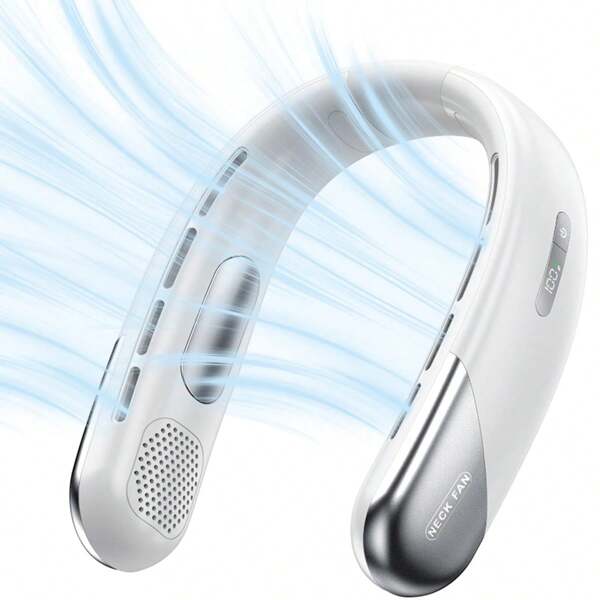Ventilator portabil nou, fără frunze, pentru gât, reîncărcabil prin USB, de a cincea generație, cu ieșire de aer Vortex, reglare cu cinci viteze, afișaj digital LED, ventilator portabil pentru gât, hands-free, fără lame, aer condiționat personal, răcire pentru gât, reîncărcabil, suflare rece, ventilator purtabil în jurul gâtului, bărbați și femei, articole esențiale de călătorie, cadou