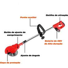 Aparador de Grama Elétrica a Bateria 21V com 2 Baterias e Kit de Lâminas Jardim FJS - Verde - Visão 8
