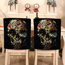 1 pièce/4 pièces/6 pièces/10 pièces Housse de chaise en peluche courte imprimée de fleurs et de crânes pour Halloween, housse de chaise amovible en tissu peluche courte, protecteur de de chaise, housse décorative de chaise de salle à manger, convient pour toutes les saisons, housse de chaise décorative pour salle à manger, salon, maison, avec protection du , convient pour restaurant, bureau, salon, hôtel et décoration de la maison - ZYBT-047 - Voir 12