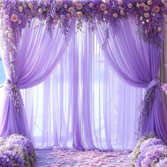 1pc Purple Long Sheer Curtain, Versatile Party Backdrop Decor, Home Decoration Lavender Voile, Wedding Party Backdrop Decor Supplies, Violet Voile For Birthday Wedding Party Stair Chair Table Decoration, Table Runner Tablecloth Sheer Light Purple