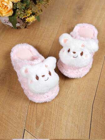 新款儿童保暖拖鞋，毛绒可爱卡通熊居家保暖拖鞋，适合3-10岁儿童毛绒拖鞋，女童加大码毛绒保暖拖鞋，亲子保暖拖鞋
