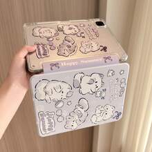 可爱猫咪双面彩绘透明防震保护壳，亚克力硬壳，兼容 iPad (A16) 第 11/10 代 10.9 英寸、iPad 10.2 英寸、7/8/9 英寸、iPad Pro 11 英寸（第 2/3/4 代）、iPad Mini 7/6 英寸，支持智能睡眠/唤醒功能，带 Apple Pencil 插槽，兼容小米 Redmi Pad SE 11 英寸（2023 年款）和 MatePad SE 11 英寸（2024 年款）/MatePad 11.5 英寸 S - 無色 - 查看 3