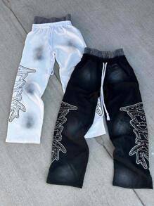 Men's Streetwear Jogger Pants - Drawstring Waist Baggy Hip Hop Trousers With Wide Leg