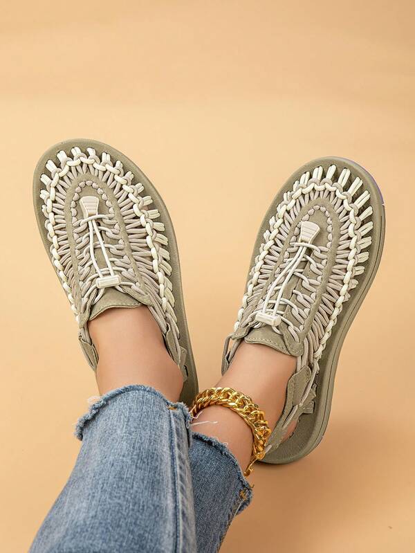Nuevas sandalias de verano transpirables trenzadas de talla grande, calzado casual de playa, sandalias romanas, zapatos para vadear en agua para mujeres y hombres para actividades al aire libre y escalada de montaña