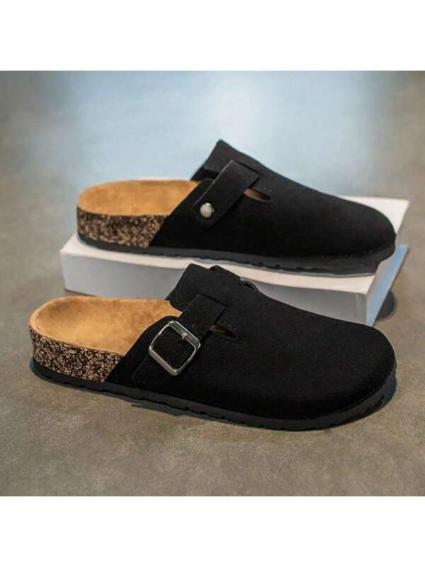 Men's Wood Slipper Sandals, Slip-On Style Soft Wood Shoes, Unisex Summer Casual Slip-On Sandals, Backless Slippers For Office & Outdoor, Plus Size