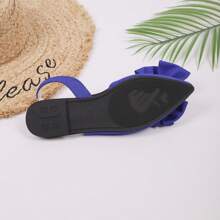 Women's Fashion Cute Blue Bowknot Decor Adjustable Flat Pointed Toe Sandals