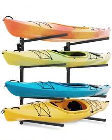 4 Kayak Storage Rack, 400 Lbs Heavy Duty Adjustable Kayak Wall Mount Rack For Garage And Outdoor Storage, Metal Stand Perfect For Canoe Paddle Board Surfboard - 黑色 - 查看 1