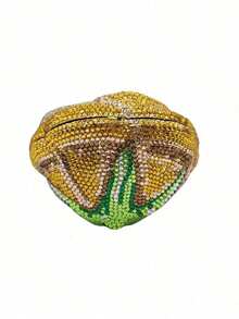 Women Sparkly Crystal Clutch Purse Diamond Round Rose Flower Evening Bag Formal Rhinestone Handbags Wedding Purse - 金色 - 查看 2