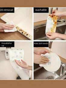 50/100/200/400pcs Disposable Reusable Kitchen Cleaning Cloths - Non-Stick And Easy To Clean, Suitable For All Household Needs, Tear-Off, Wet And Dry Towels, Non-Woven Oil-Absorbing Cleaning Rags, Drying Cloths