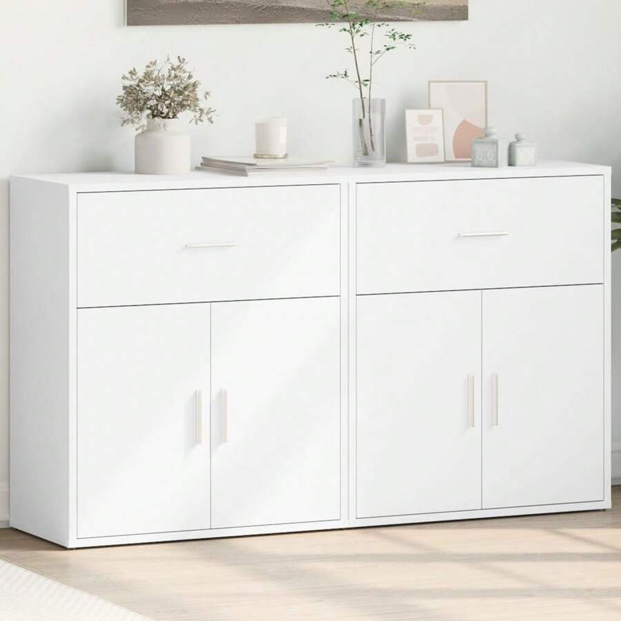 Küchenmöbel Sideboards 2 Stück Weiß 60x31x70 cm aus Mehrschichtholz Modernes Sideboard Vielfältige Verwendungsmöglichkeiten, Esszimmer/Küche