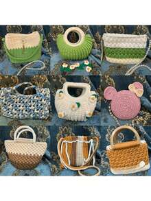 1/2 件 T 恤纱,大号 300g ± 20g T 恤纱卷 - 2 厘米宽,机织针织纱,柔软且用途广泛,适用于 DIY 工艺品,用于钩编和编织袋、靠垫、玩偶、毯子、拖鞋、手工艺钩编项目,有多种颜色可供选择,多色纱 | 涤纶纱 | 腈纶纱 | 钩编纱 | 工艺纱 | 鲜艳的纱球 | 多功能工艺材料、针织配件和用品 - 彩色 - 查看 10