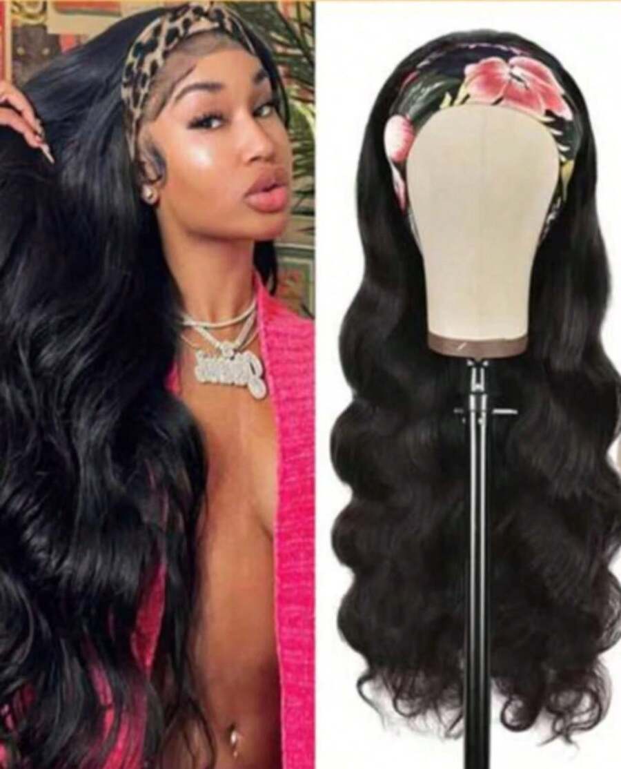 200 Density Glueless Headband Wig Human Hair Body Wave Human Hair Wig Brazilian Remy Full Machine Made Hair Wigs For Women Human Hair Wig 18 20 22 - Natural Black - Xem 1