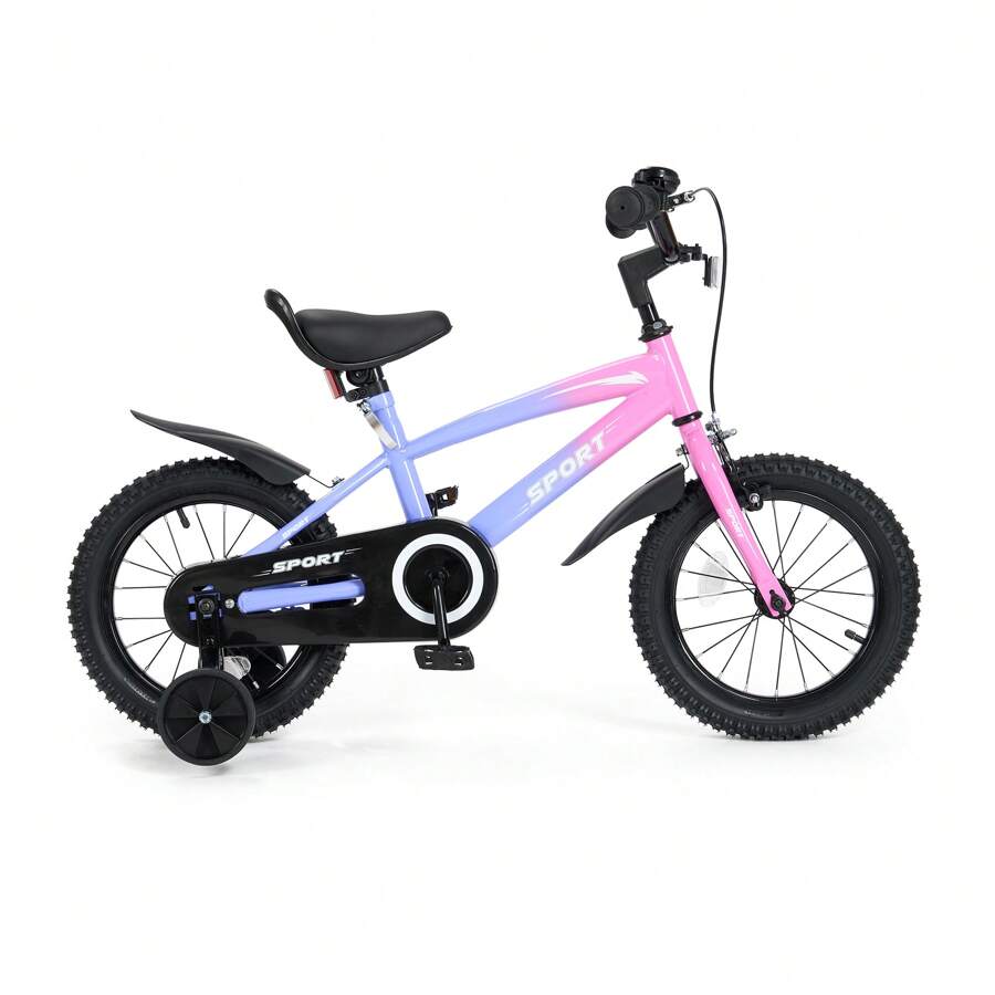 Kids Bike For Boys Girls 12 Inch Kid Bike With Removable Training Wheels Sturdy Frame Adjustable Seat Handbrake & Coaster Brake - 淡紫色 - 查看 1