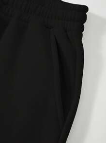 Customizable Plus Size Athleisure Pants, Personalized Text Print, Drawstring Waistband, Machine Washable - Comfortable Home Lounge Pants, Loungewear | Elastic Waistband Pants | Autumn & Winter Women's Casual Drawstring Warm Fleece Loungewear Jogger Pants