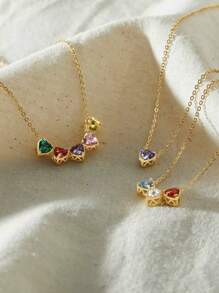 Elegant Birthstone Women 14K Gold Plated Diamond Pendant Necklace, 1-3 Pcs Customized, High Color Fastness & Low Allergenicity MAMA Lady Pendant Necklace, Fashionable, Minimalist, Simple, Casual, Vintage Coin Custom, Personalized, Unique Gift For Girlfriend, Mom, Family, Friend, Daughter, Anniversary, Valentine's Day, Mother's Day, Birthday, Graduation, Daily Wear, Wedding, Gala