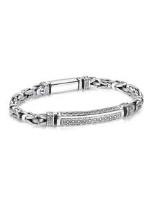 时尚个性化男士手链，复古龙骨与和平标记设计编织链，简约独特 - E029 - 查看 6