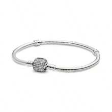 S925 Sterling Silver Cubic Zirconia Paved Heart & Snake Bone Bracelet, Suitable For DIY, Fashionable Jewelry Gift For Women