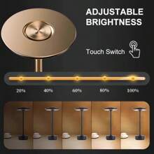 1pc Modern Wireless LED Desk Lamp, Bar Decor Atmosphere Light With Touch Control, Dimmable And 3 Color Temperatures - Rechargeable 1200mAh USB Power, Eye-Caring Design, Polished Metal Surface, Suitable For Living Room, Bedroom, Outdoor Use, Rechargeable Lamp (Gold, Black, Silver), Power Outage Emergency Lighting