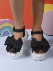 1 Paar neue Mode Kinder Mädchen Sandalen mit Schleife, süße dicke Sohle Lässig Schuhe, geeignet für Kinder Urlaub