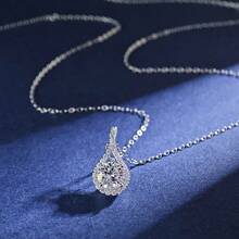 1pc Fashion Pure Silver S925 6.5mm Moissanite Pendant Necklace For Men, Suitable For Gifts, Dates, Birthday, Anniversary, Party, Wedding, Carnival, Valentine's Day, Music Festival, Graduation Season, Etc. - Silver - View 4