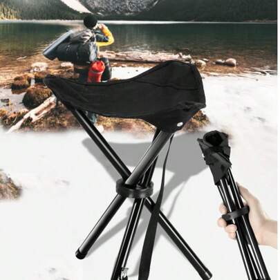 1pc New Casual Durable Shockproof Camping Outdoor Portable Folding Fishing Stool Tripod Stool, Collapsible