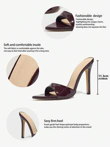 Giày cao gót hở mũi thời trang dành cho nữ, đế cao vừa, chất liệu có họa tiết, kiểu dáng xỏ ngón gợi cảm, màu nâu cà phê - Cà phê nâu - Xem 6