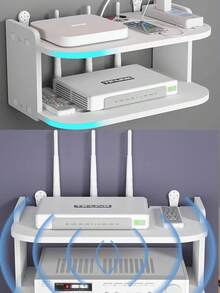 1 件多功能壁挂式电脑显示器桌面收纳架，用于无线路由器、遥控器、DVD 和电视盒的壁挂式收纳架，无需钻孔安装，节省空间，实用的架子 - 彩色 - 查看 7