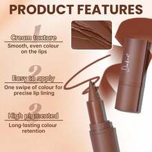 Lip Liner And Gloss Set, Dark Brown Plumping Lip Liner Lip Pencil Moisturizing Lightweight Lip Gloss Lip Combo, High Shine Glossy Lip Tint Lip Stain Makeup Long Lasting Lip Care For Women - 04 中棕色 - 查看 4