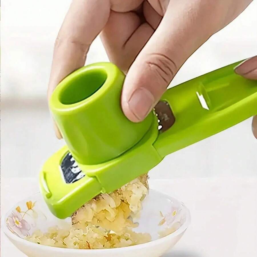 1pc Mini Garlic Grinder Creative Garlic Press Kitchen Garlic Mash Manual Garlic Mashing Green Kitchen Gadgets Outdoor Picnic And Barbecue Tools - 綠色 - 查看 1