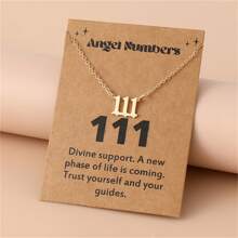 1 Women's Angel Digital Necklace Number 000-999 Gold Stainless Steel Digital Pendant
