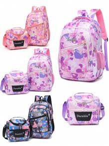 2 Stücke Set Schulanfang, neuer Stil, modischer Nylon Rucksack mit Buchstaben Muster, Messenger Tasche, glatter Reißverschluss, großes Fassungsvermögen, modern und einzigartig, auch geeignet für täglichen Outdoor-Reisen