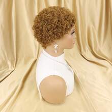 短款非洲卷发假发 150% 密度卷发玫瑰网帽棕色头发女士假发 - 优雅派对和休闲装扮，所有种族，短发假发，逼真的发际线幻觉非洲假发精灵剪裁非洲卷发假发女士 - 真人头发，非常适合派对和日常穿着，万圣节初学者友好，非常适合音乐节、狂欢节和休闲装扮，短款精灵剪裁假发，节日假发，别致的现代外观