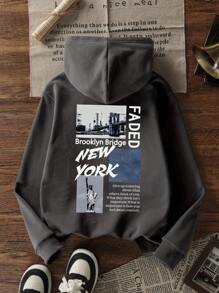 1pc Tween Girl Fleece Lined Thick Warm Hoodie Sweatshirt, Young Student Clothing, Suitable For Kids Autumn/Winter Long Sleeve Top