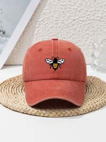1 件女士可爱蜜蜂印花个性化户外运动水洗复古可调节蜜蜂休闲可爱涤纶印花沙滩软顶棒球帽，适合春夏秋冬 - 多色 - 查看 24