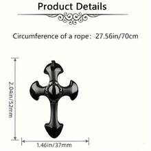 1pc Natural Obsidian Necklace Cross Lucky Amulet Protection Pendant With Bead Chain Black Crystal Talisman Jewelry Gift For Men Women - Black - View 4