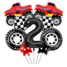 9pcs 40inch Black Large Digital Balloon Package Pickup Truck Racing Car Birthday Themed Balloon Scene Decoration
