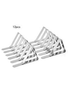 6pcs/12pcs Durable Stainless Steel Tablecloth Clips, Essentials For Festivals, Parties, Eid Al-Adha - Silver - View 7