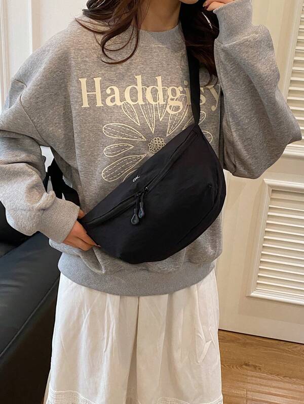 1 pieza Nuevo bolso de hombro con estampado de dumpling, bolso cruzado versátil, bolsa de pecho ligera adecuada para hombres y mujeres, adecuada como salida diaria, deportes, campus universitario, puede contener teléfono, pared, paraguas, estuche cosmético, llaves