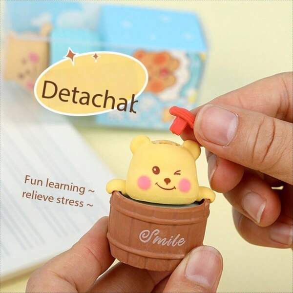 1pc Cartoon Eraser, Cute Design, Detachable, Suitable As Kids Prize Or Gift, Random Delivery