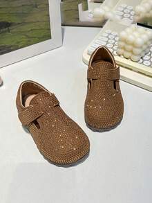A Pair Of Foreign Girls' Fashion Rhinestone Shoes 2025 Autumn New Children's Soft Soles Comfortable Leather Shoes Casual Shoes Shoes - Brown - View 5