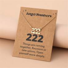 1 Women's Angel Digital Necklace Number 000-999 Gold Stainless Steel Digital Pendant